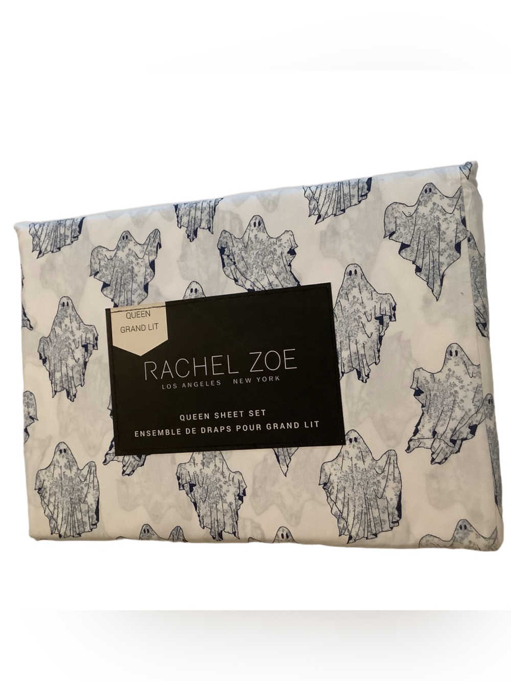 Rachel Zoe Toile Ghosts Halloween Queen Sheet Set New